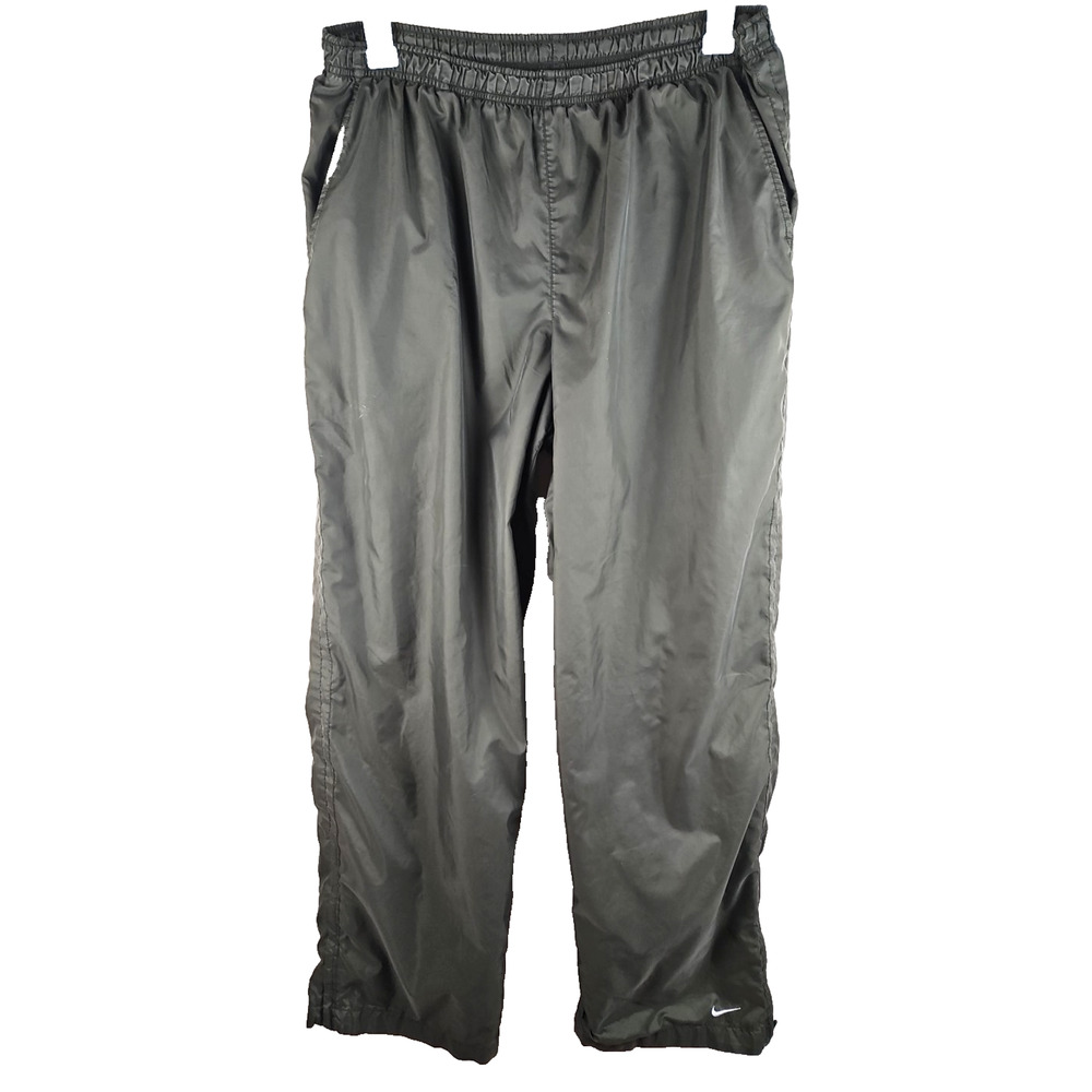 VINTAGE Nike Pants Mens XL Green Lined Track Windbreaker Joggers Y2K ankle zip